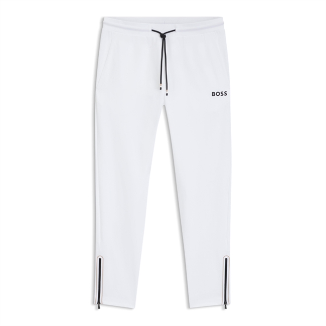Hvide sweatpants med lynlås ved ben åbningen fra BOSS