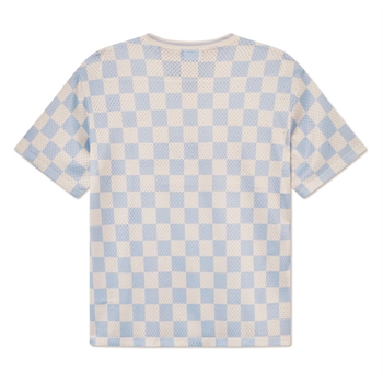 Moderne mesh t-shirt med blå og sand farvet tern fra Les Deux