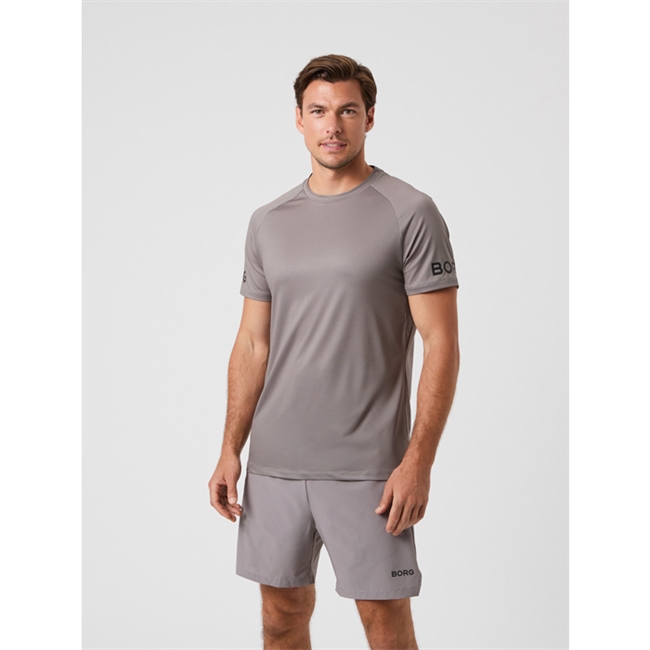 Moderne sports t-shirt i grå fra Björn Borg med logo på ærmerne