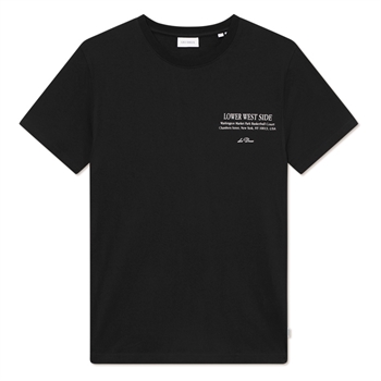Moderne sort t-shirt fra Les Deux med grafisk print på ryggen