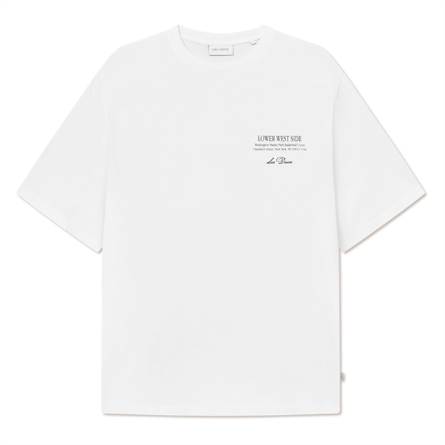 Moderne hvid t-shirt fra Les Deux med grafisk print på ryggen