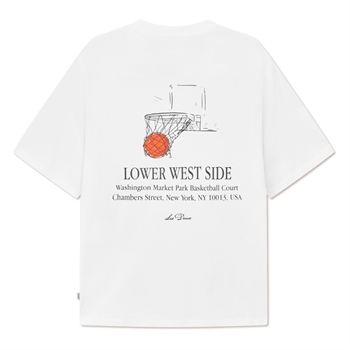 Moderne hvid t-shirt fra Les Deux med grafisk print på ryggen
