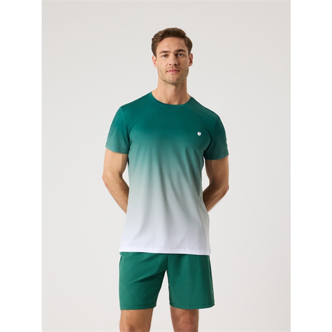 Moderne sports t-shirt i grøn og hvid fra Björn Borg med logo