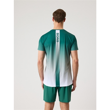 Moderne sports t-shirt i grøn og hvid fra Björn Borg med logo