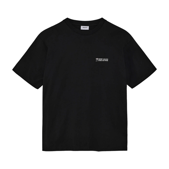 Bareen sort box fit / oversize t-shirt med printet tryk på front og ryg