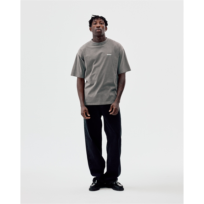 Bareen grå box fit / oversize t-shirt med logo på brystet og print på ryggen