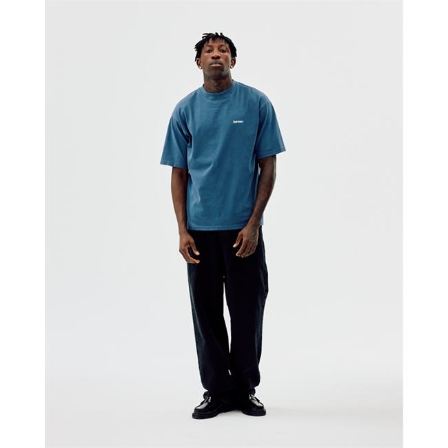 Bareen blå box fit / oversize t-shirt med logo på brystet og print på ryggen