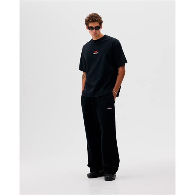 Bareen sort box fit / oversize t-shirt med logo på brystet