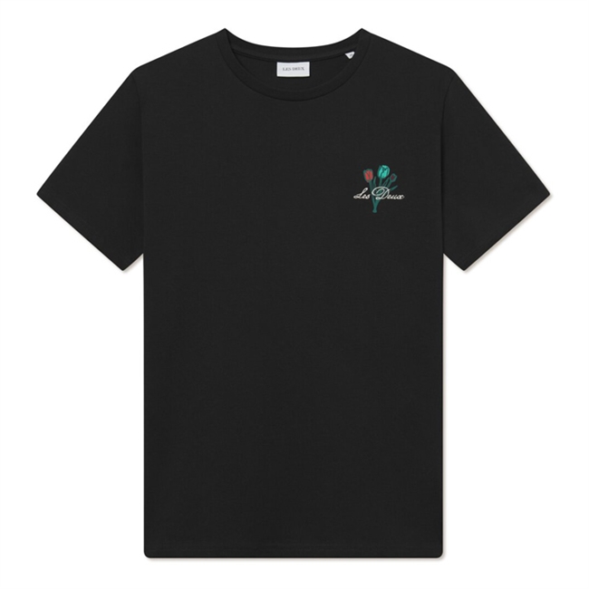 Lækker sort t-shirt med print på ryggen fra Les Deux