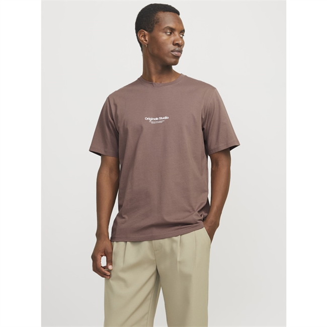 Lækker crew neck t-shirt i støvet brun fra Jack & Jones