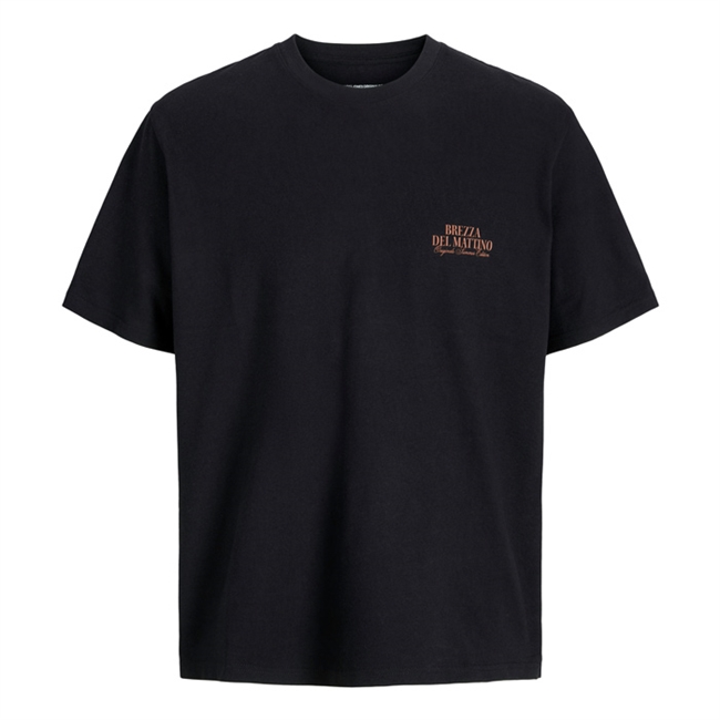 Moderne sort t-shirt med print på ryggen fra Jack & Jones