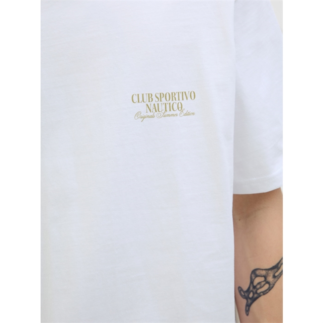 Moderne hvid t-shirt med print på ryggen fra Jack & Jones