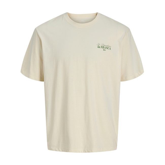 Moderne råhvid t-shirt med print på ryggen fra Jack & Jones