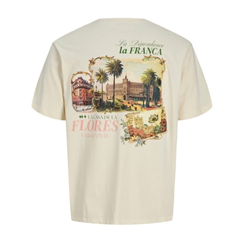 Moderne råhvid t-shirt med print på ryggen fra Jack & Jones