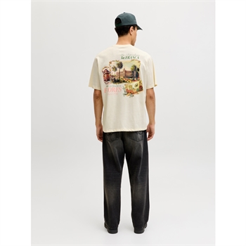 Moderne råhvid t-shirt med print på ryggen fra Jack & Jones