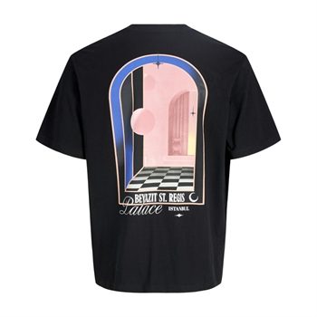 Moderne sort t-shirt med print på ryggen fra Jack & Jones