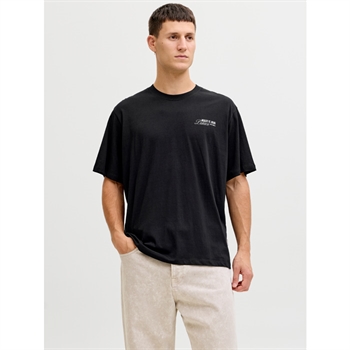 Moderne sort t-shirt med print på ryggen fra Jack & Jones