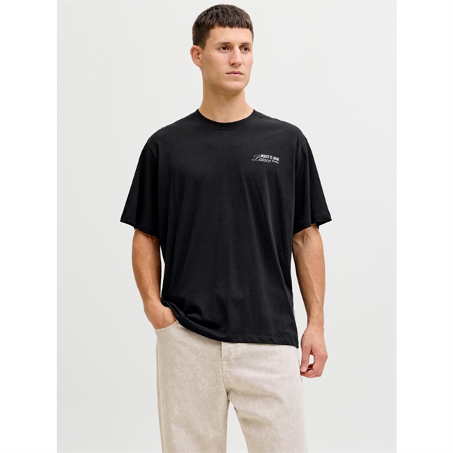 Moderne sort t-shirt med print på ryggen fra Jack & Jones