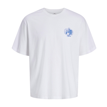 Moderne t-shirt i hvid med blåt print på ryggen fra Jack & Jones