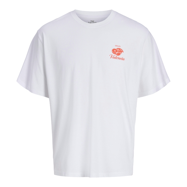 Moderne t-shirt i hvid med orange print på ryggen fra Jack & Jones