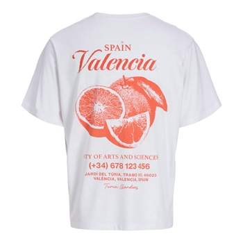 Moderne t-shirt i hvid med orange print på ryggen fra Jack & Jones