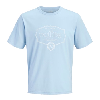 Moderne lyseblå t-shirt med print foran fra Jack & Jones