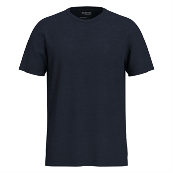 Dyb Blå Slub Yarn T-Shirt fra Selected HOMME