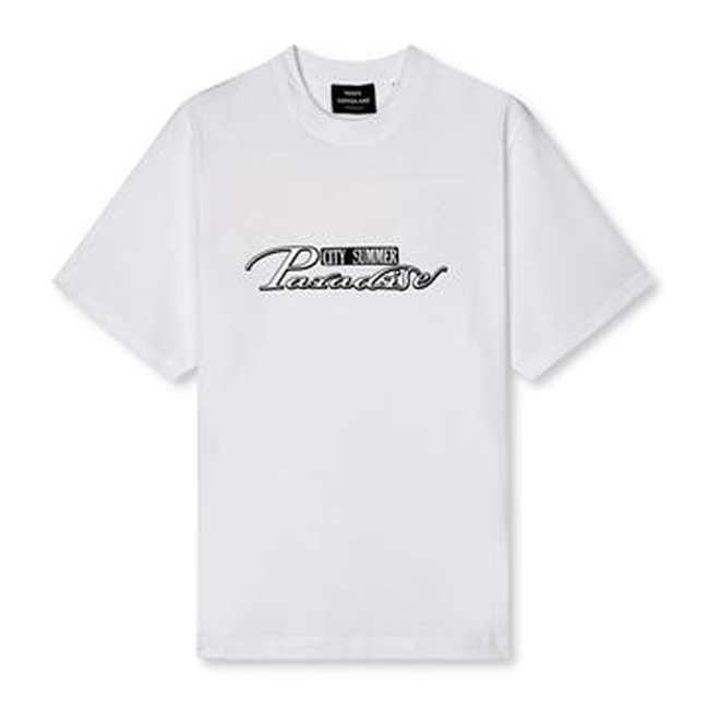 Lækker hvid jersey t-shirt med print på ryggen fra Mads Nørgaard