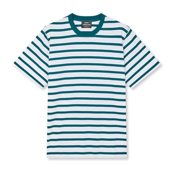 Klassisk stribet t-shirt i hvid og grøn fra Mads Nørgaard