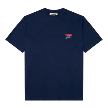 Smart navy t-shirt med print på ryggen fra Woodbird