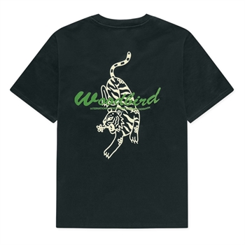 Moderne t-shirt i sort med print på ryggen fra Woodbird