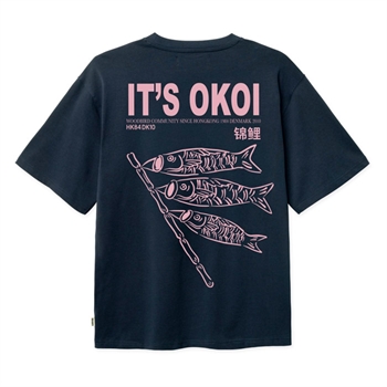 Moderne navy t-shirt med print på ryggen fra Woodbird