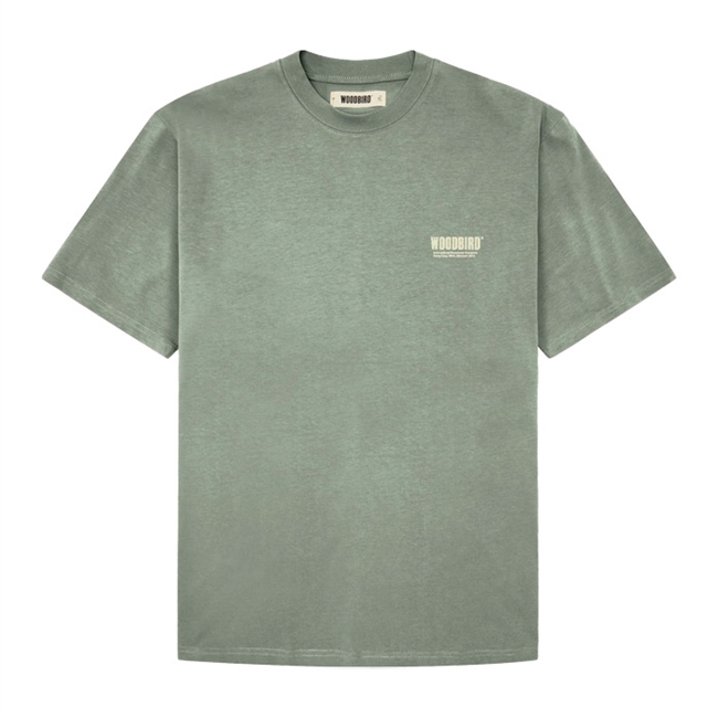 Pæn grøn t-shirt med print på ryggen fra Woodbird