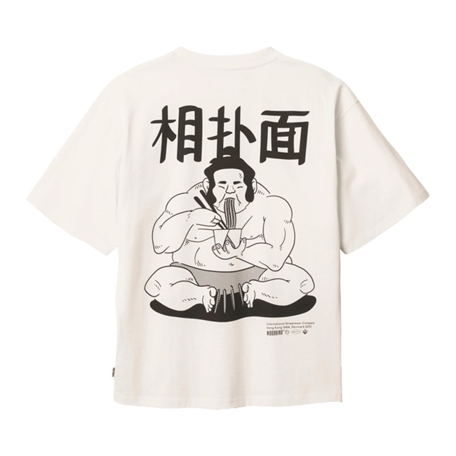 Moderne hvid t-shirt med print på ryggen fra Woodbird