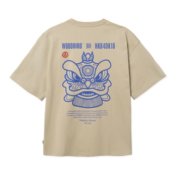 Moderne sandfarvet t-shirt med print på ryggen fra Woodbird