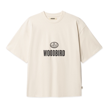 Moderne off white t-shirt med minimalistisk logo i fronten fra Woodbird