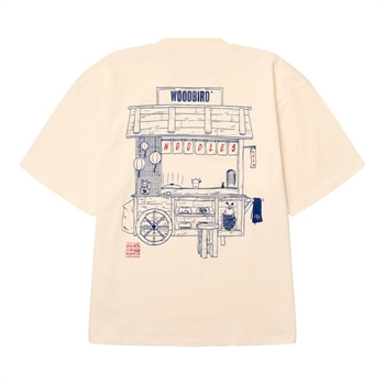 Stilren t-shirt i råhvid med print på ryggen fra Woodbird
