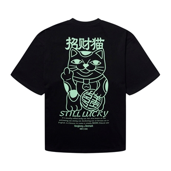 Stilren t-shirt i sort med logo og print på ryggen fra Woodbird