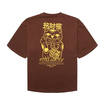 Stilren t-shirt i brun med logo og print på ryggen fra Woodbird