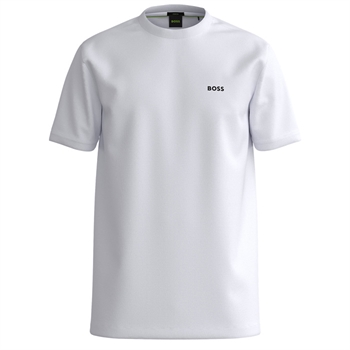Hvid BOSS stretch T-shirt med lille sort logo.