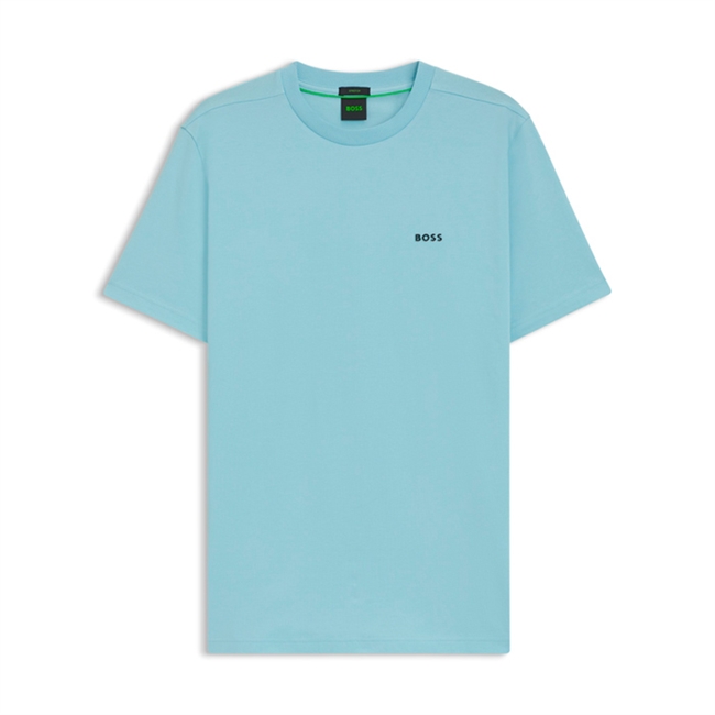 Klassisk turkis blå t-shirt med logo fra BOSS