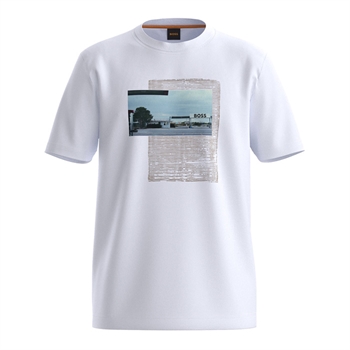 Moderne hvid t-shirt fra BOSS med foto print