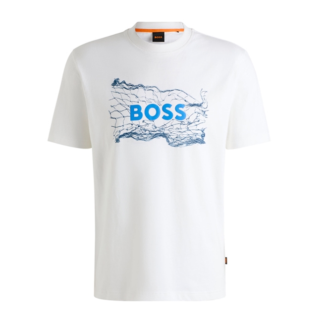 Hvid t-shirt fra BOSS med logo på brystet