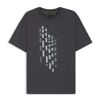 Klassisk mørkegrå t-shirt med printet motiv fra BOSS