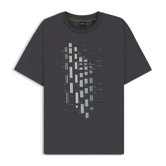 Klassisk mørkegrå t-shirt med printet motiv fra BOSS