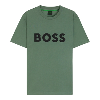 Klassisk grøn t-shirt med logo i fronten fra BOSS