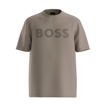 Klassisk støvet grøn t-shirt fra BOSS med logo på brystet