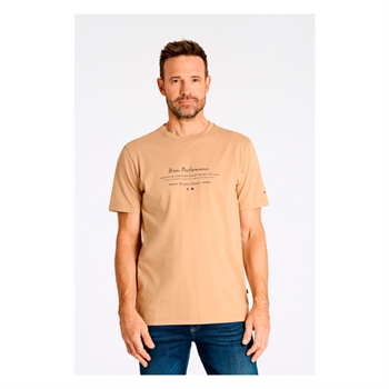 Klassisk sandfarvet t-shirt med logo fra Bison