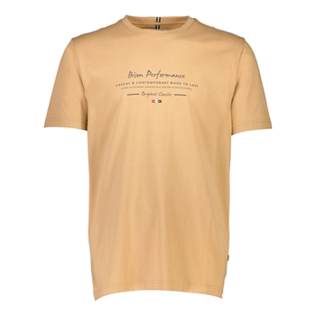 Klassisk sandfarvet t-shirt med logo fra Bison