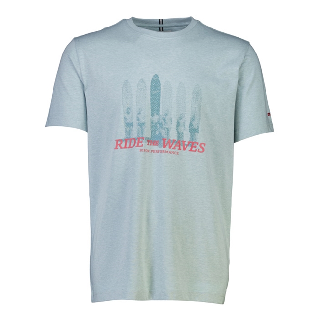 Enkel og pæn t-shirt i mintgrøn med print fra Bison